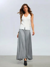 Women's Commuting Loose Flare Hem Gray Long Skirt With Front & Back Ruched Design, Draping Effect For Outerwear